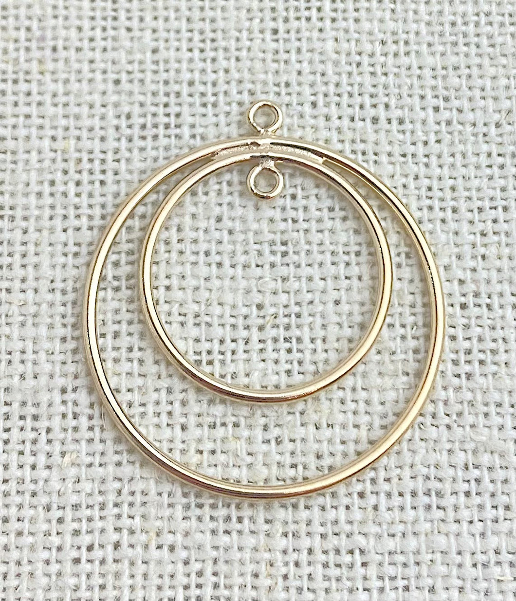 14k Gold Filled 25mm&18mm Round Drop w/Ring
