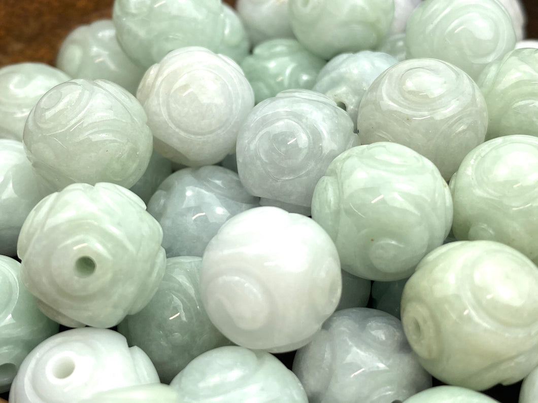 Natural Carved Jade Beads , Sku#A47