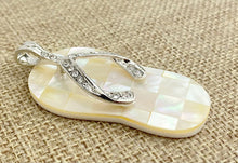 Mother of Pearl Silver Plated Crystal Slipper Pendant Sku#M781