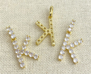 Gold Plated Cubic Zirconia “K” Initial Pendant
