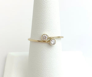 Gold Filled White CZ Adjustable Ring