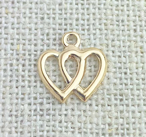 14k Gold Filled Double Heart Charm 10.0x9.0mm