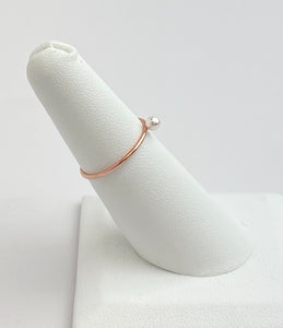 14k Rose Gold Filled White Crystal Pearl Stack Ring
