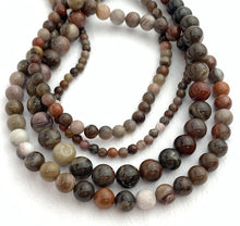 Tree-Fossil Jade Bead Strand