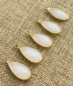 White Quartz Gold Plated Charm Sku#M1076
