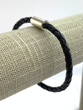 Black Braided Leather Magnetic Bracelet Sku#501222507LM