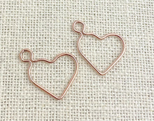 14k Rose Gold Filled Wire Heart w/Ring 15.5mm