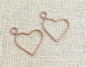 14k Rose Gold Filled Wire Heart w/Ring 15.5mm