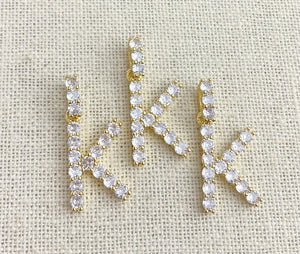 Gold Plated Cubic Zirconia “K” Initial Pendant