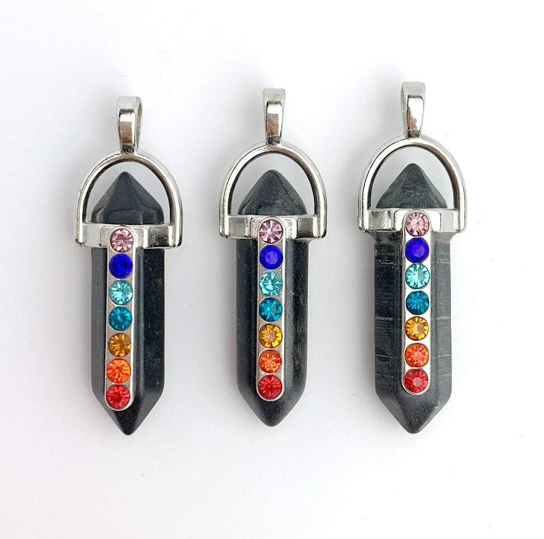 Silver Plated Black Stone Pendant