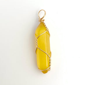 Wire Wrapped Cat Eye Pendant