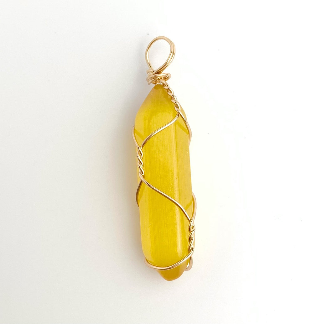 Wire Wrapped Cat Eye Pendant