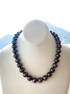 Aubergine AAA / AA with 14K gold & 18K diamond ball clasp pearl necklace , SKU# 070776