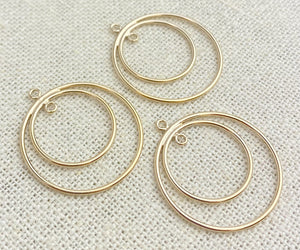 14k Gold Filled 25mm&18mm Round Drop w/Ring