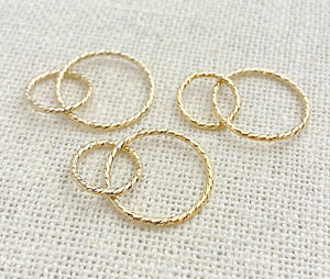 14k Gold Filled Sparkle Interlocking Rings 15&10mm