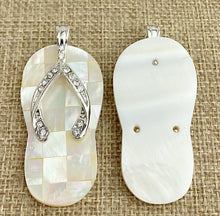 Mother of Pearl Silver Plated Crystal Slipper Pendant Sku#M781