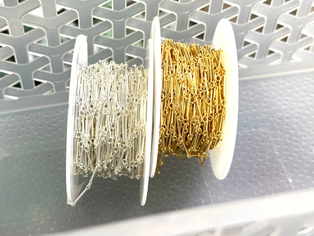 Machine .500 Long Bar Chain, 14k Gold filled, Sterling Silver, Sku#SM1290