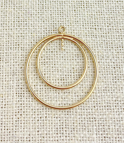 14k Gold Filled Round Drop 25mm&18mm w/0.6x4mm Peg