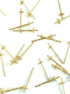 14K Solid Gold Ear Post Light 2.5mm Cup, Sku#11-28-3022