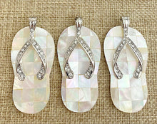 Mother of Pearl Silver Plated Crystal Slipper Pendant Sku#M781