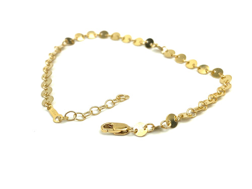 14KGF 6.5 inch 4mm Round Sequin Disc Chain w/ extender , Sku#401716065LX