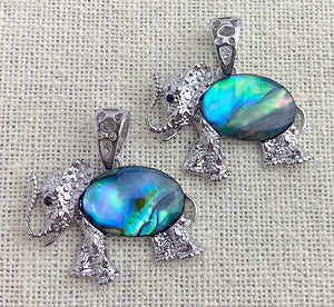 Sterling Silver Abalone Elephant Pendant