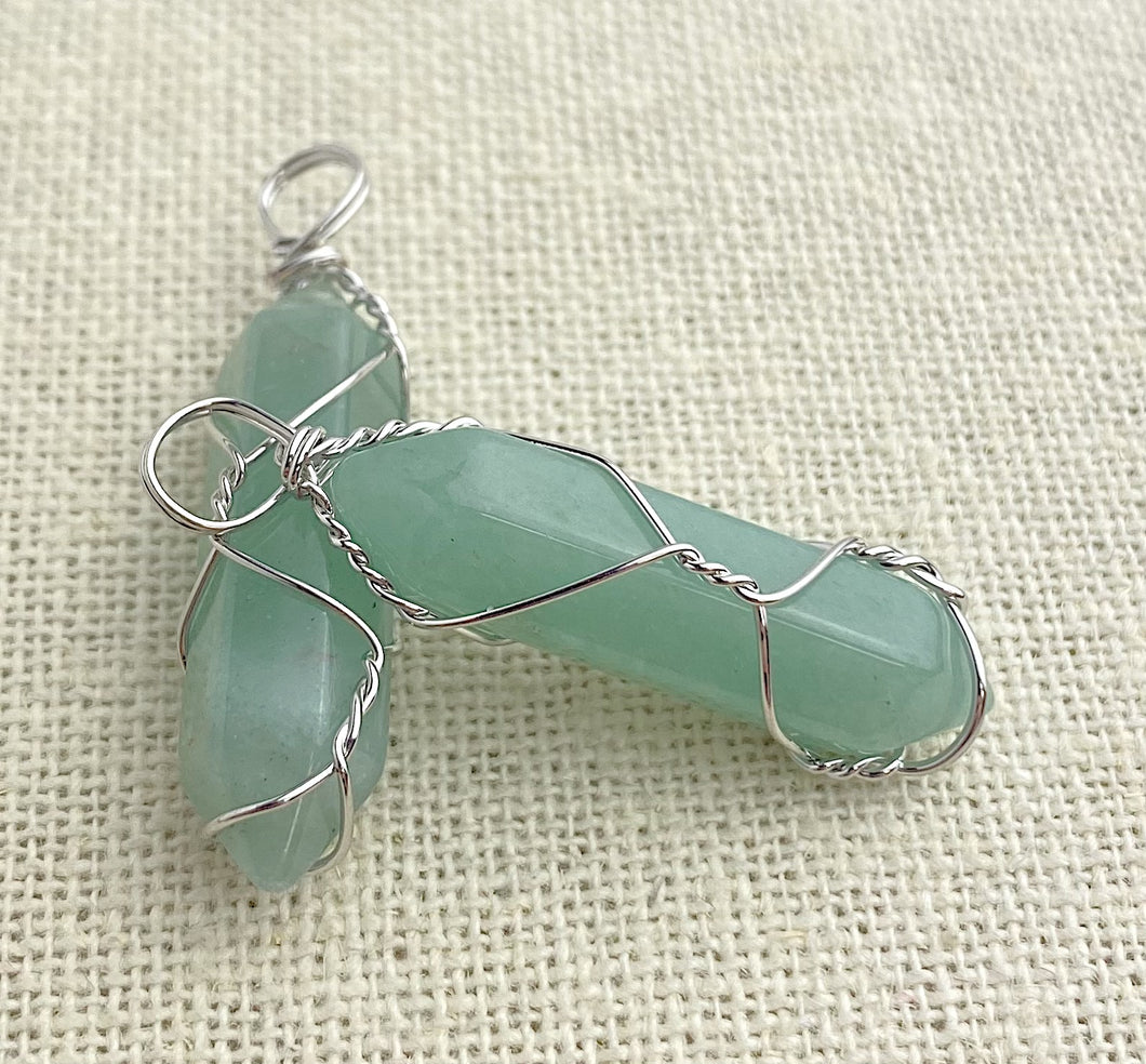 Wire Wrapped Green Aventurine Pendant