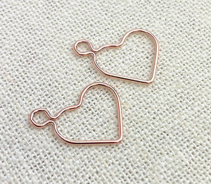 14k Rose Gold Filled Wire Heart w/Ring 15.5mm