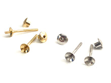 14K Solid White Gold and Yellow Gold Double Pearl Earring Setting