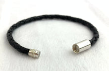 Black Braided Leather Magnetic Bracelet Sku#501222507LM