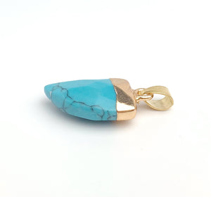 Gold Plated Turquoise Pendant Man Made