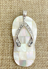 Mother of Pearl Silver Plated Crystal Slipper Pendant Sku#M781