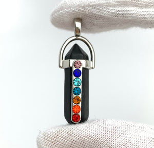 Silver Plated Black Stone Pendant