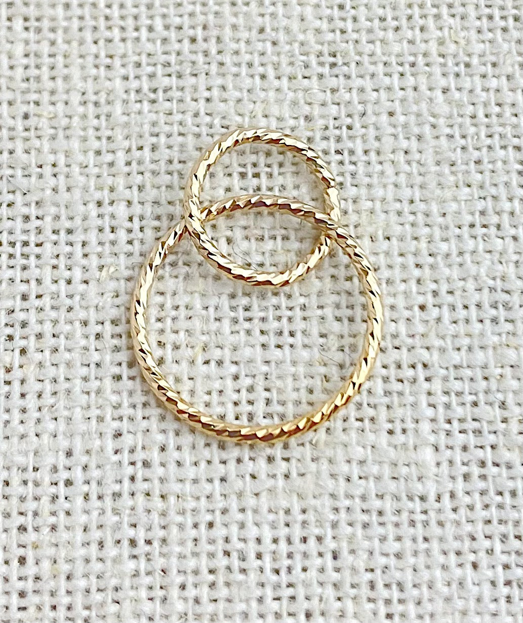 14k Gold Filled Sparkle Interlocking Rings 15&10mm