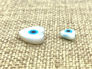 Mother Of Pearls Heart Beads, Small Heart Beads, Medium Heart Beads, Blue Eye Beads, Evil Eye Beads