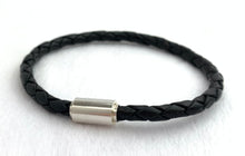 Black Braided Leather Magnetic Bracelet Sku#501222507LM