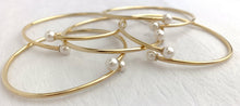 14kGF White Crystal Pearl Bangle