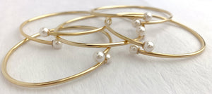 14kGF White Crystal Pearl Bangle