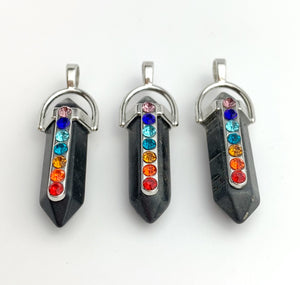 Silver Plated Black Stone Pendant