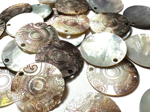 Mother Of Pearl Shell, Circle Mother Of Pearl, Carved MOP, Sku#M3000