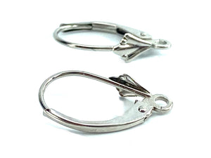 14K White Gold Lever Back Fluer Deus, Sku#LB009-0