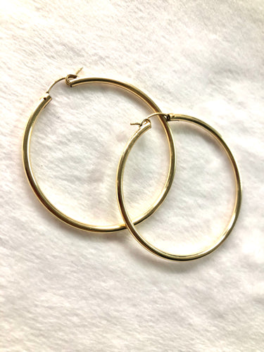 14KGF Hoop Earrings 2x50mm