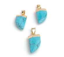 Gold Plated Turquoise Pendant Man Made