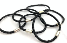 Black Braided Leather Magnetic Bracelet Sku#501222507LM