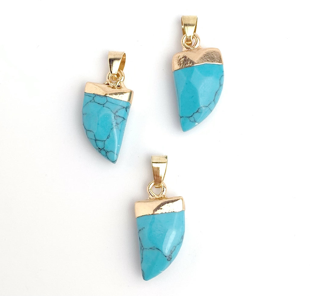 Gold Plated Turquoise Pendant Man Made