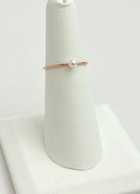 14k Rose Gold Filled White Crystal Pearl Stack Ring
