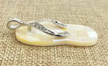 Mother of Pearl Silver Plated Crystal Slipper Pendant Sku#M781
