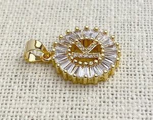 Gold Plated CZ “K” Initial Pendant