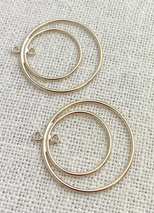 14k Gold Filled 25mm&18mm Round Drop w/Ring
