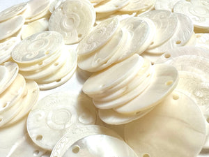 White Mother Of Pearl Shell, Circle Mother Of Pearl, Carved MOP, Sku#M3004